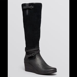 UGG Lesley EUC Size 9 Black Leather Suede Sherpa